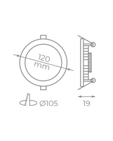 Downlight 7W LED 12cm recessed domestic grey frame