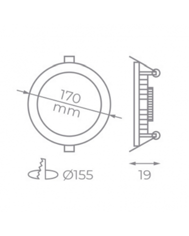 Downlight 13W LED 17cm recessed domestic grey frame