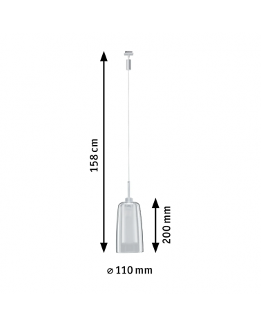 Colgante para carril de vidrio Bombilla Glass pendant for rail system, Bulb included GU10 560lm 5W 2700K 230V Clear