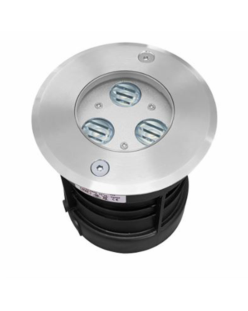 Empotrable de suelo LED 10cm 3W IP65 aluminio gris luz cálida