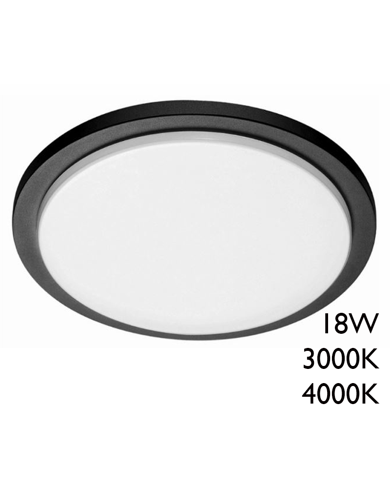 Downlight redondo de exteriores IP65 30cm 18W aluminio negro