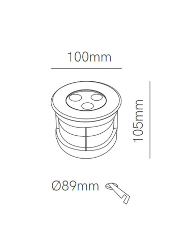Empotrable de suelo LED 10cm 3W IP65 aluminio gris luz cálida