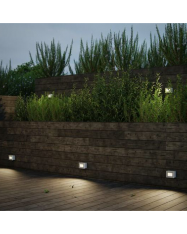 Aplique señalizador empotrable 10,5cm de aluminio blanco y cristal LED 4,5W IP66 CCT Switch 2700K/3200K/4000K