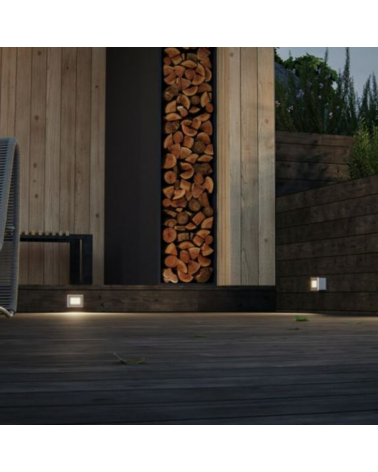 Aplique señalizador empotrable 10,5cm de aluminio blanco y cristal LED 4,5W IP66 CCT Switch 2700K/3200K/4000K