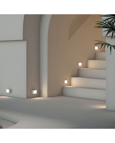 Aplique señalizador empotrable 10,5cm de aluminio blanco y cristal LED 4,5W IP66 CCT Switch 2700K/3200K/4000K