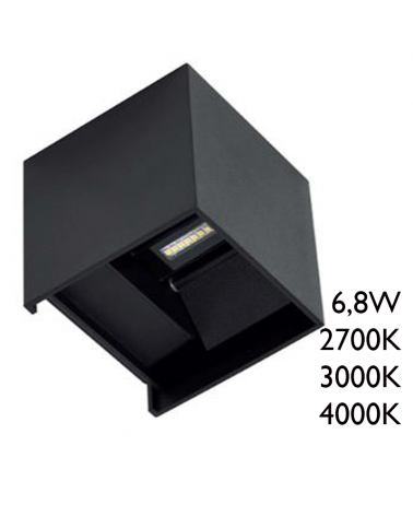 Aplique pared negro de exterior 10cm Luz superior e inferior LED 6,8W Aluminio