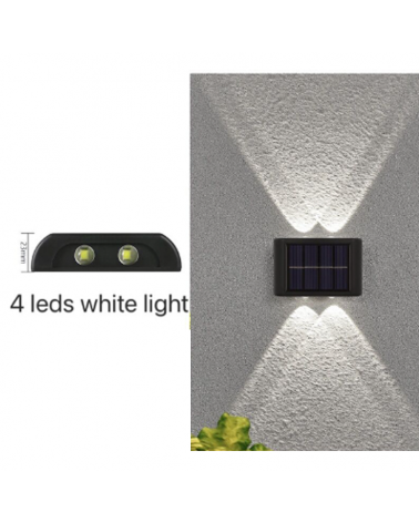 Set 3 Solar Outdoor Wall Lights LED 8.9cm upper and lower light 4x0,2W