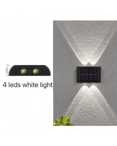 Set 3 Solar Outdoor Wall Lights LED 8.9cm upper and lower light 4x0m2W