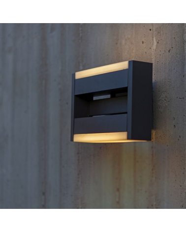 Dark grey outdoor wall light 15.5cm aluminum top and bottom light LED 17.8W 3000K