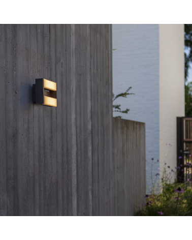Dark grey outdoor wall light 15.5cm aluminum top and bottom light LED 17.8W 3000K