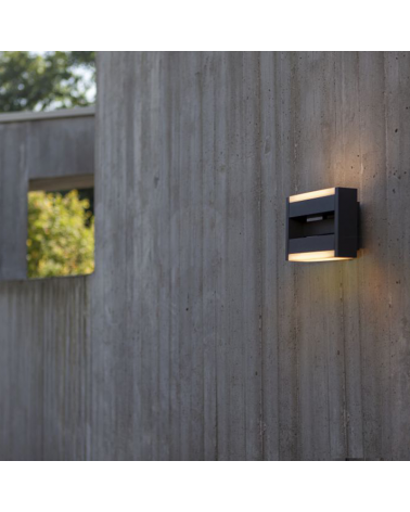 Aplique pared gris oscuro de exterior 15,5cm de aluminio luz superior e inferior LED 17,8W 3000K