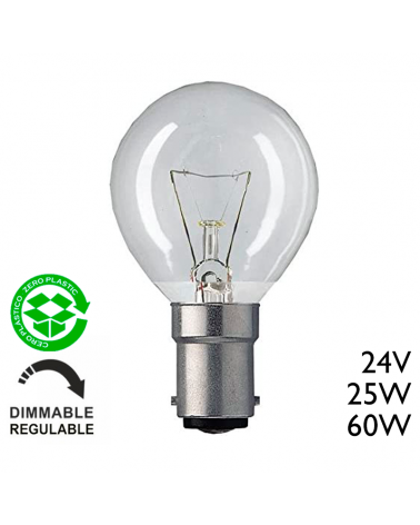 Clear round bulb 25W 60W BA22D 24V