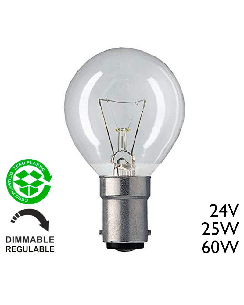 Clear round bulb 25W 60W BA22D 24V