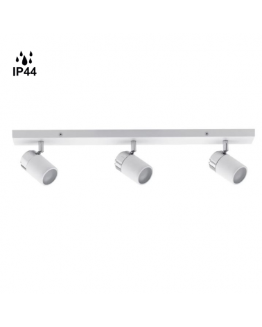 Strip 3 spotlights 60cm white metal and chrome GU10