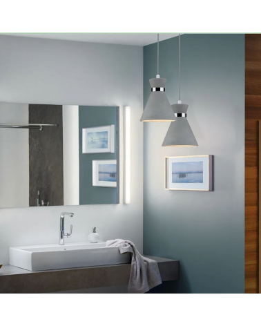 Lámpara de techo 20cm de metal y hormigón acabado gris y cromo E27 IP44