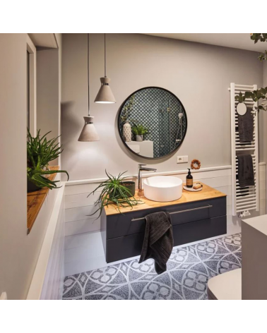 Lámpara de techo 20cm de metal y hormigón acabado gris y cromo E27 IP44