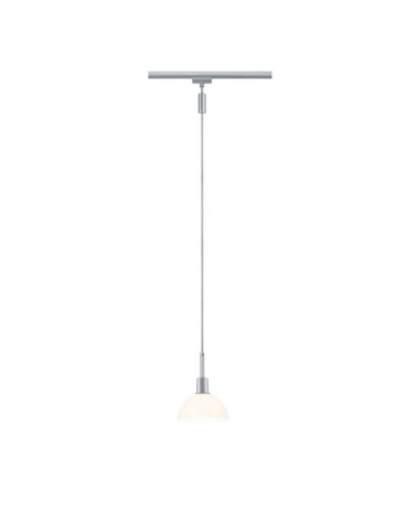 Colgante para carril de metal y vidrio opal y cromo E14