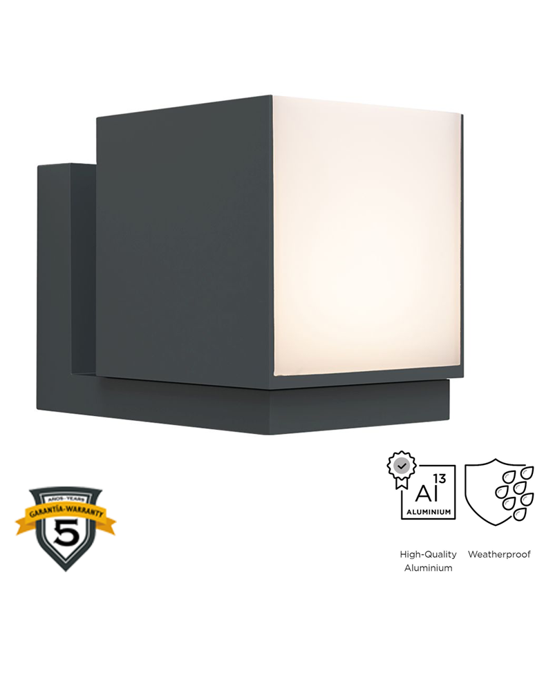 Dark grey outdoor wall light 10cm aluminum LED 12.2W 3000K