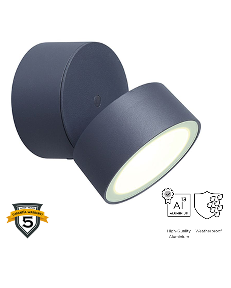 Aplique pared gris oscuro de exterior 9,4cm de aluminio LED 9,5W 3000K