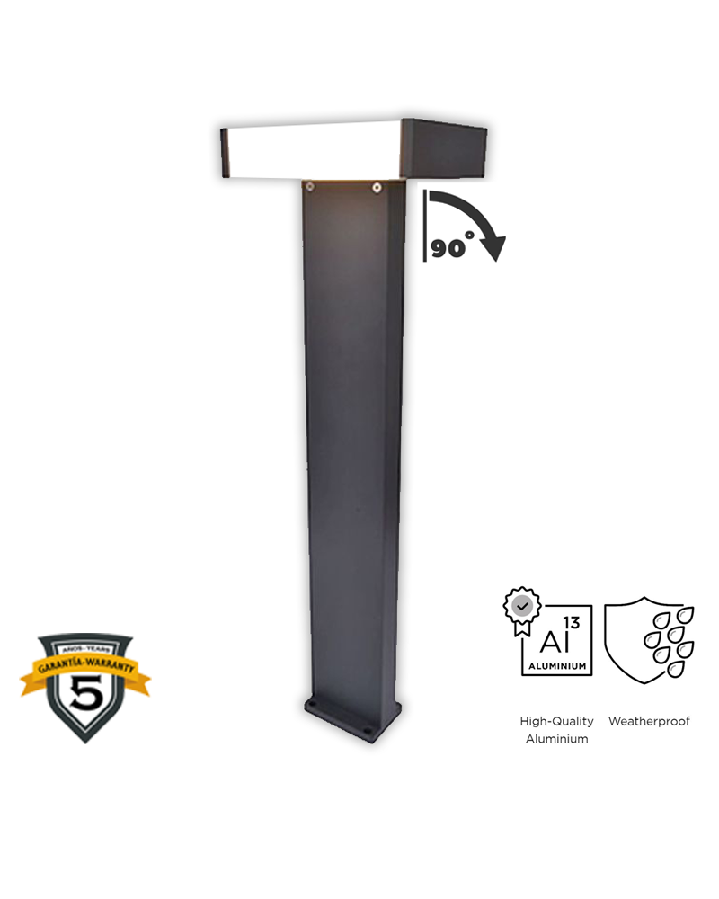 Outdoor LED beacon 71.5cm in aluminum with dark grey finish 17.8W 3000K