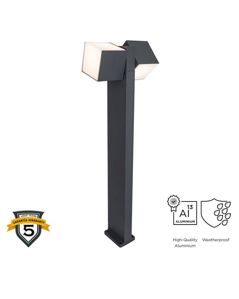 Outdoor LED beacon 75cm in aluminum with dark grey finish 24.4W 3000K