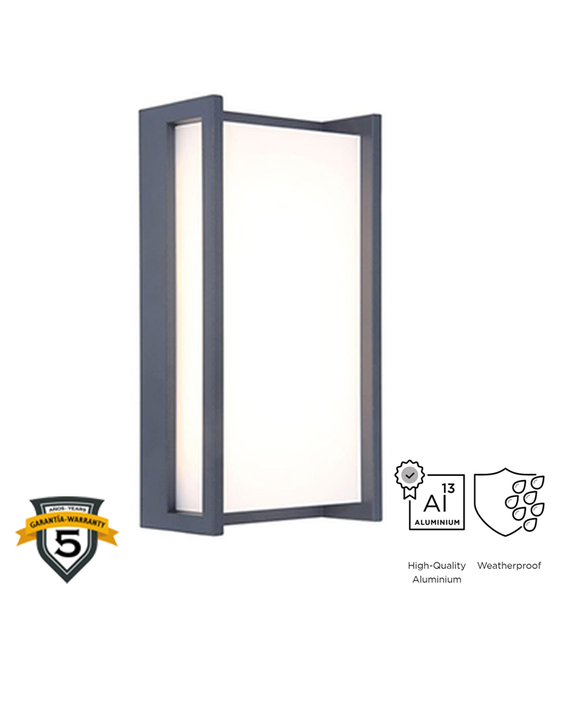 Dark grey outdoor wall lamp 22cm aluminum LED 17.3W 3000K