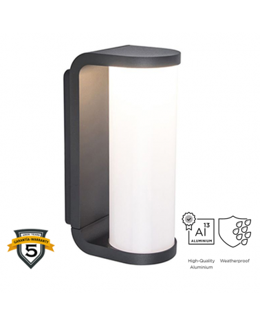 Dark grey outdoor wall lamp 20cm aluminum LED 10.2W 3000K