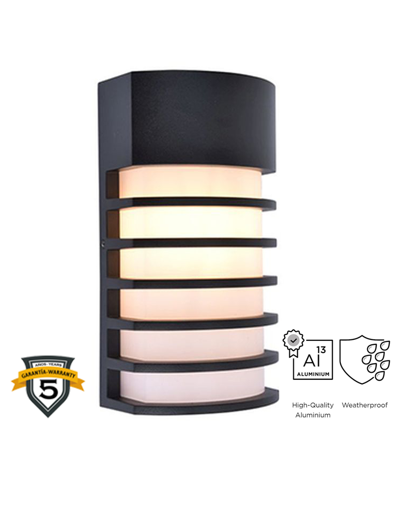 Aplique pared de exterior negro 10cm de aluminio E27