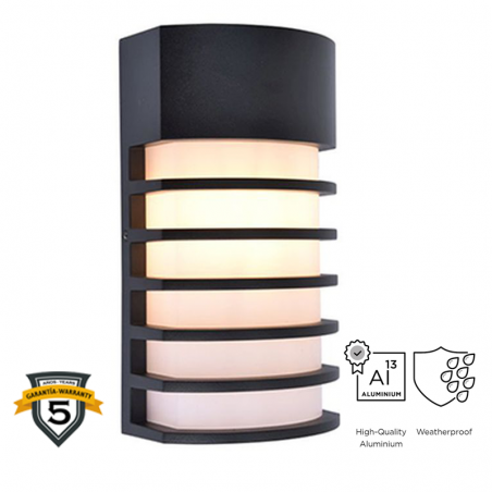 Black outdoor wall lamp 10cm aluminum E27