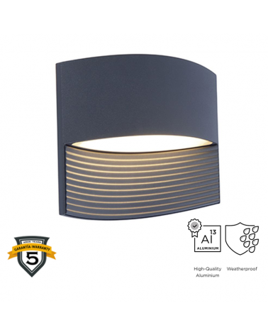 Aplique pared de exterior gris oscuro 18cm de aluminio LED 11W 3000K