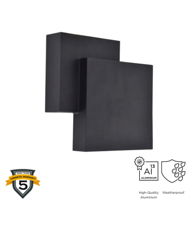Aplique pared de exterior negro 19,5cm de aluminio LED 21W 3000K