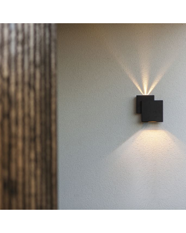 Aplique pared de exterior negro 19,5cm de aluminio LED 21W 3000K