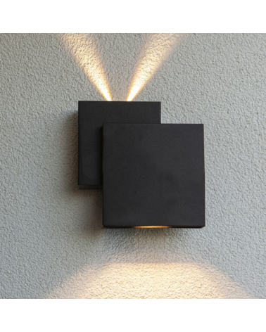 Aplique pared de exterior negro 19,5cm de aluminio LED 21W 3000K