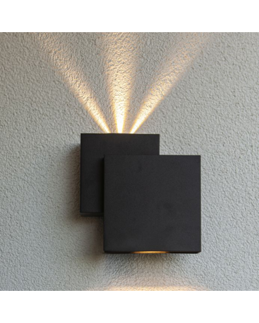 Aplique pared de exterior negro 19,5cm de aluminio LED 21W 3000K