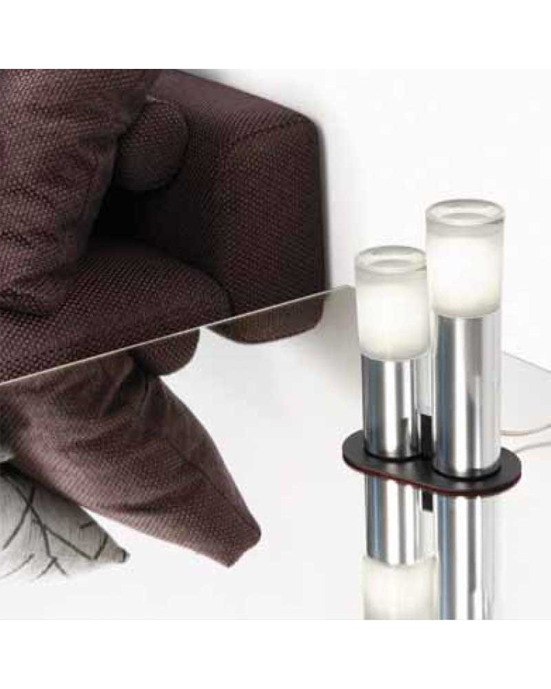 Lampara de mesa cilindro cromo Milan KUPP 2xE14 altura 22cms 1,6cms incluye bombillas vela E14 9W