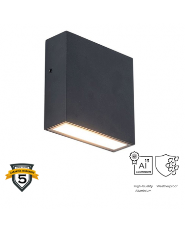 Aplique pared de exterior negro 11cm de aluminio LED 9,5W 3000K