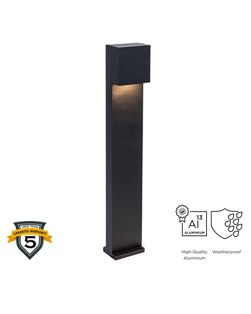 Outdoor LED beacon 65cm aluminum black finish 9.5W 3000K