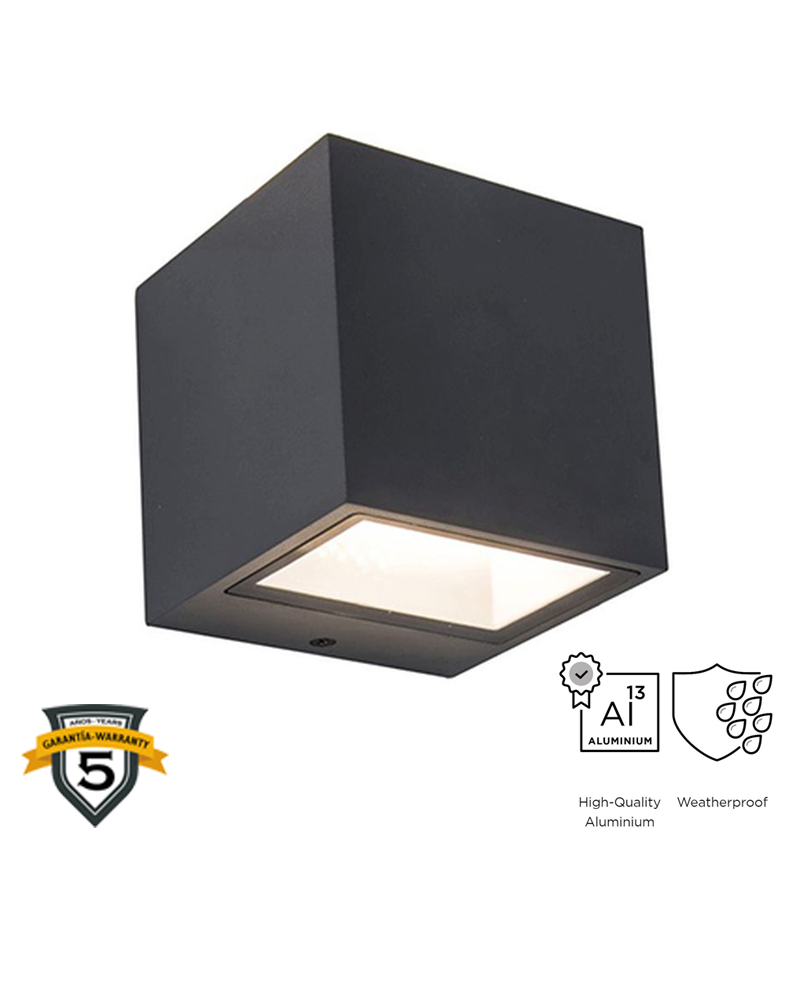Aplique pared de exterior gris oscuro 8,6cm de aluminio LED 9W 4000K