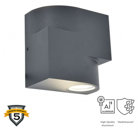 Dark grey outdoor wall light GU10 aluminum 14cm