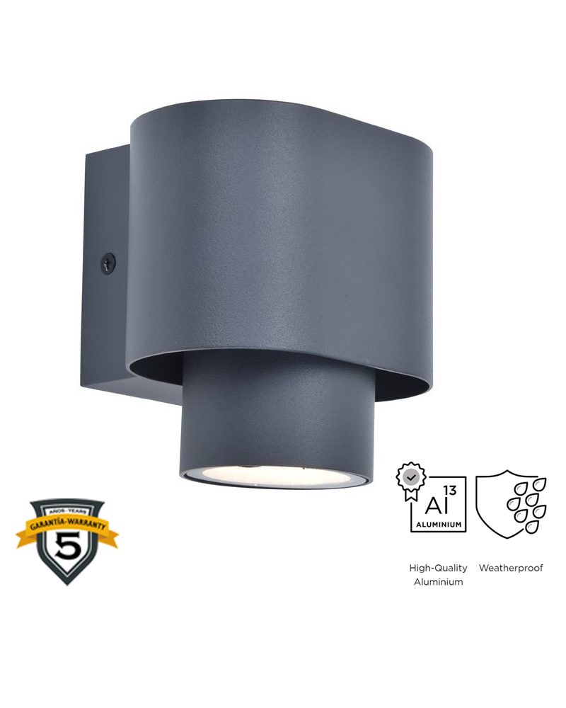 Aplique pared de exterior gris oscuro 10,7cm de aluminio GU10