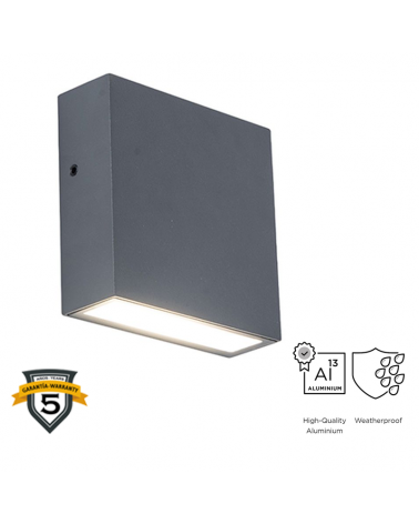 Dark grey outdoor wall lamp 11cm aluminum LED 9.5W 4000K