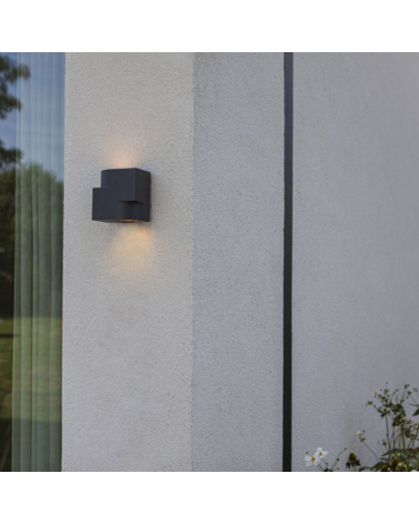 Dark grey outdoor wall light GU10 aluminum 14cm