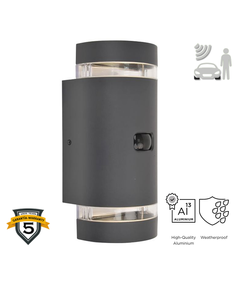 Dark grey outdoor wall light 23.9cm aluminum GU10 PRESENCE SENSOR