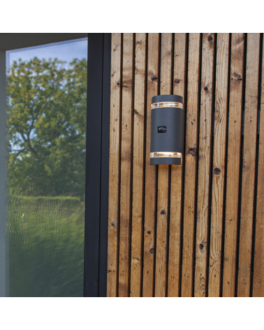 Aplique pared de exterior gris oscuro 23,9cm de aluminio GU10 SENSOR PRESENCIA