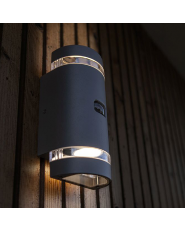 Dark grey outdoor wall light 23.9cm aluminum GU10 PRESENCE SENSOR