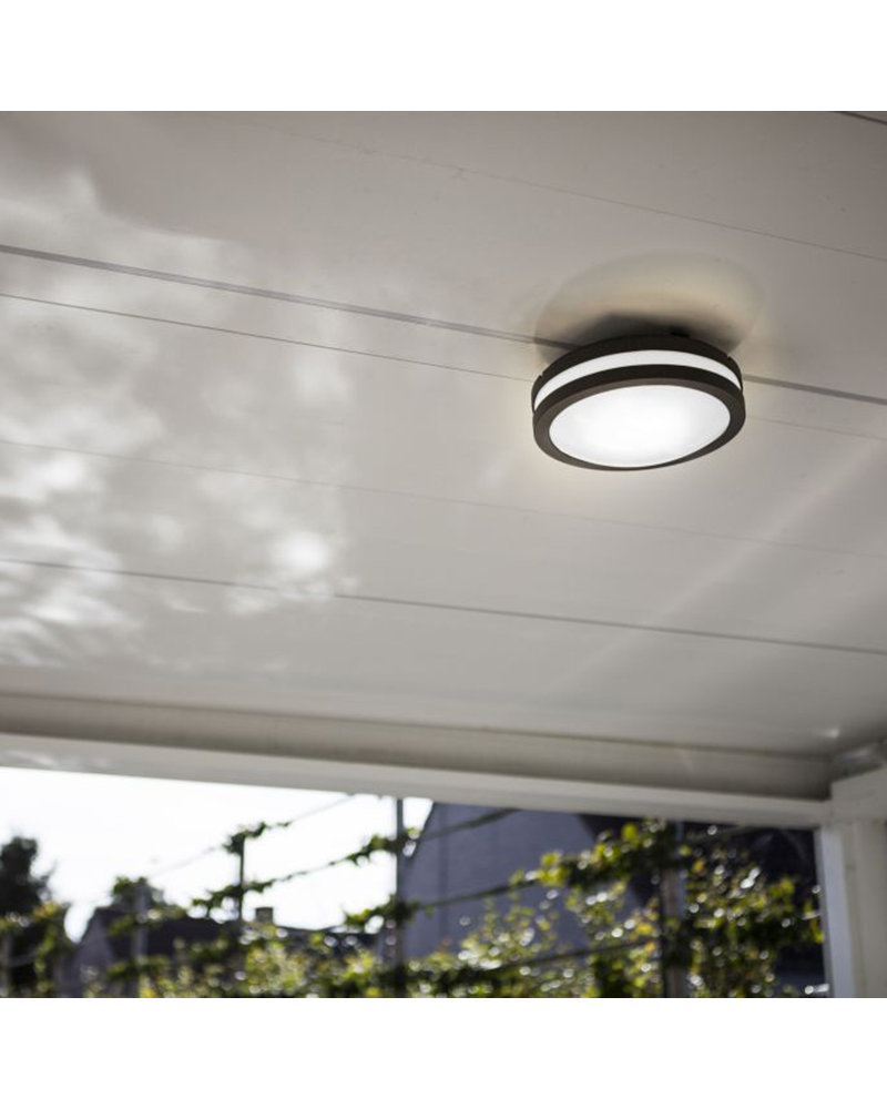 Dark grey outdoor ceiling lamp 26cm aluminum E27