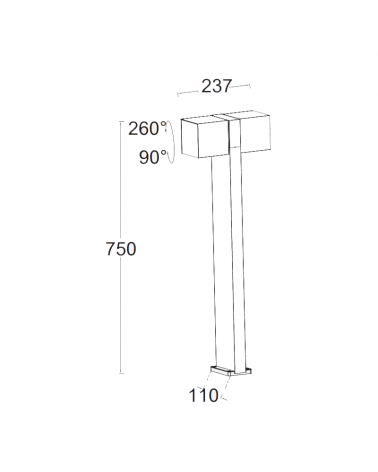 Outdoor LED beacon 75cm in aluminum with dark grey finish 24.4W 3000K