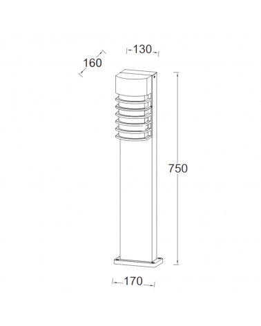 Outdoor beacon 75cm in aluminum with black finish E27