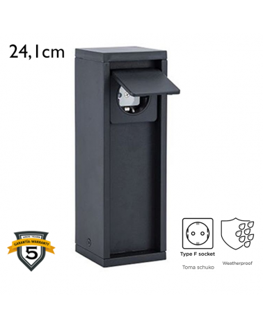 Beacon 24.1cm IP54 in black finished aluminum with 1 waterproof plug 3500W