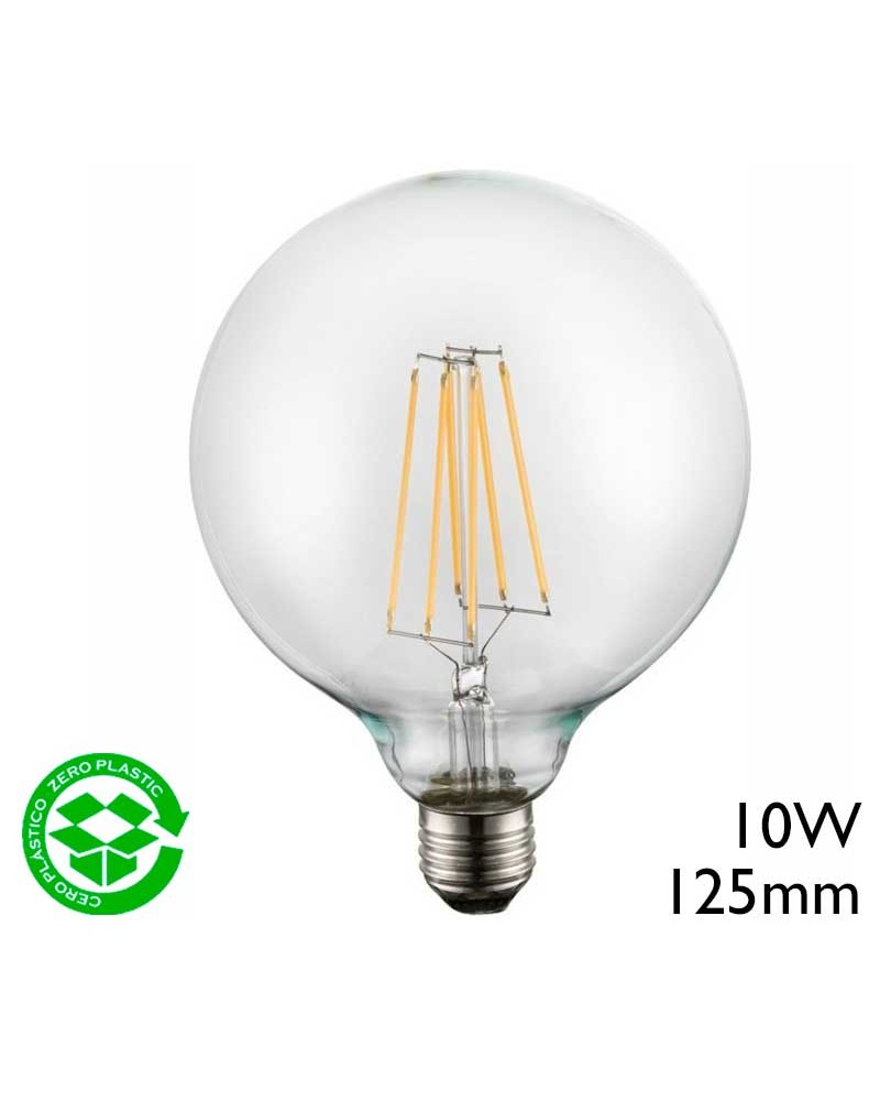 Bombilla Globo 125mm LED filamento E27 10W 4000º K